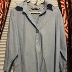 Zara Light blue Shirtdress, Long sleeve with button cuffs100% Cotton, Size Small